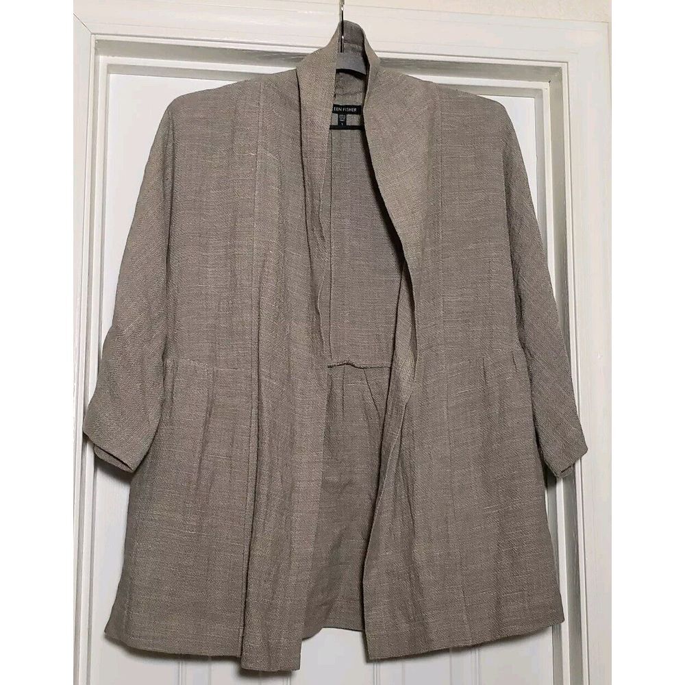 Eileen Fisher Viscose Linen Spandex Blend Kimono Women's Small Gray‎ Oversized